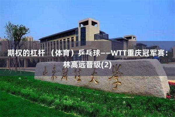 期权的杠杆 （体育）乒乓球——WTT重庆冠军赛：林高远晋级(2)