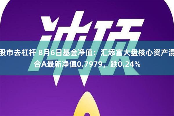 股市去杠杆 8月6日基金净值：汇添富大盘核心资产混合A最新净值0.7979，跌0.24%