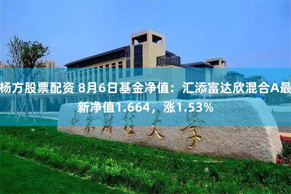 杨方股票配资 8月6日基金净值：汇添富达欣混合A最新净值1.664，涨1.53%