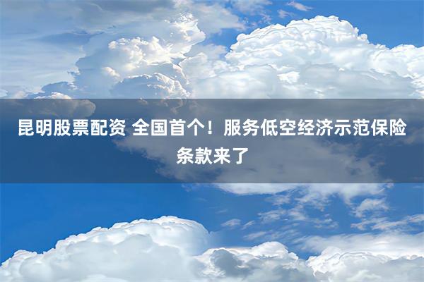 昆明股票配资 全国首个！服务低空经济示范保险条款来了