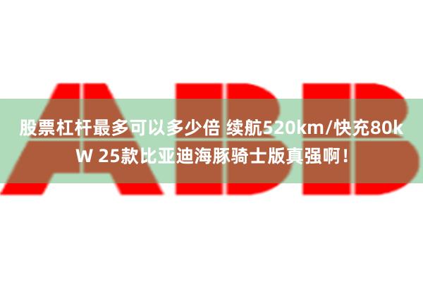 股票杠杆最多可以多少倍 续航520km/快充80kW 25款比亚迪海豚骑士版真强啊！