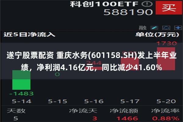 遂宁股票配资 重庆水务(601158.SH)发上半年业绩，净利润4.16亿元，同比减少41.60%