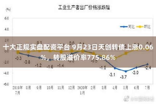 十大正规实盘配资平台 9月23日天创转债上涨0.06%，转股溢价率775.86%