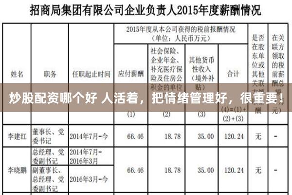 炒股配资哪个好 人活着，把情绪管理好，很重要！