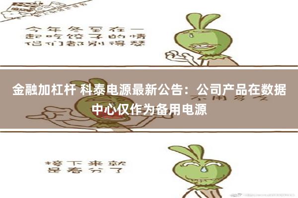 金融加杠杆 科泰电源最新公告：公司产品在数据中心仅作为备用电源