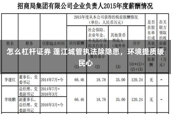 怎么杠杆证券 蓬江城管执法除隐患，环境提质暖民心